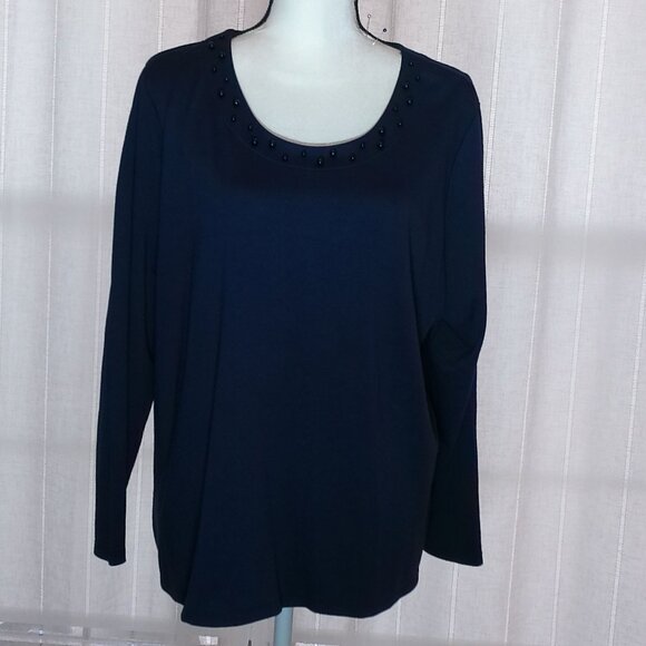 Beautiful by Lawrence Zarian Long Sleeve Navy Top XL - Picture 1 of 5